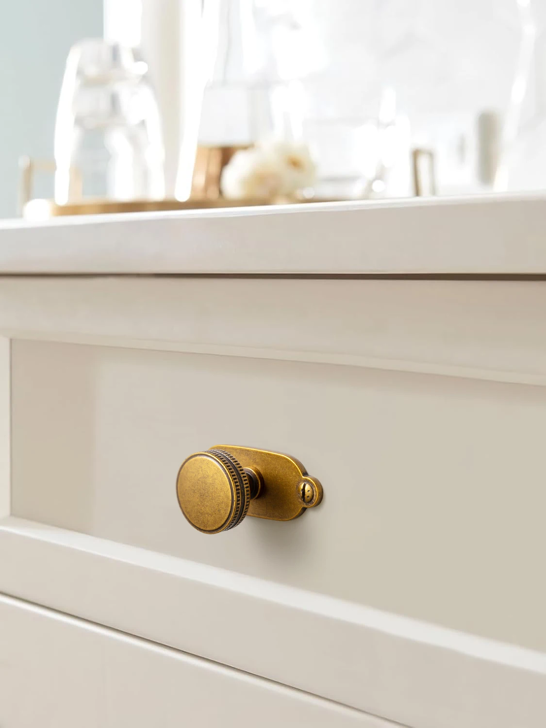 Goo-Ki Vintage Brass Cabinet Pulls with Backplate - Retro Style Drawer Handles and knobs for Kitchen Wardrobe Furniture Hardware