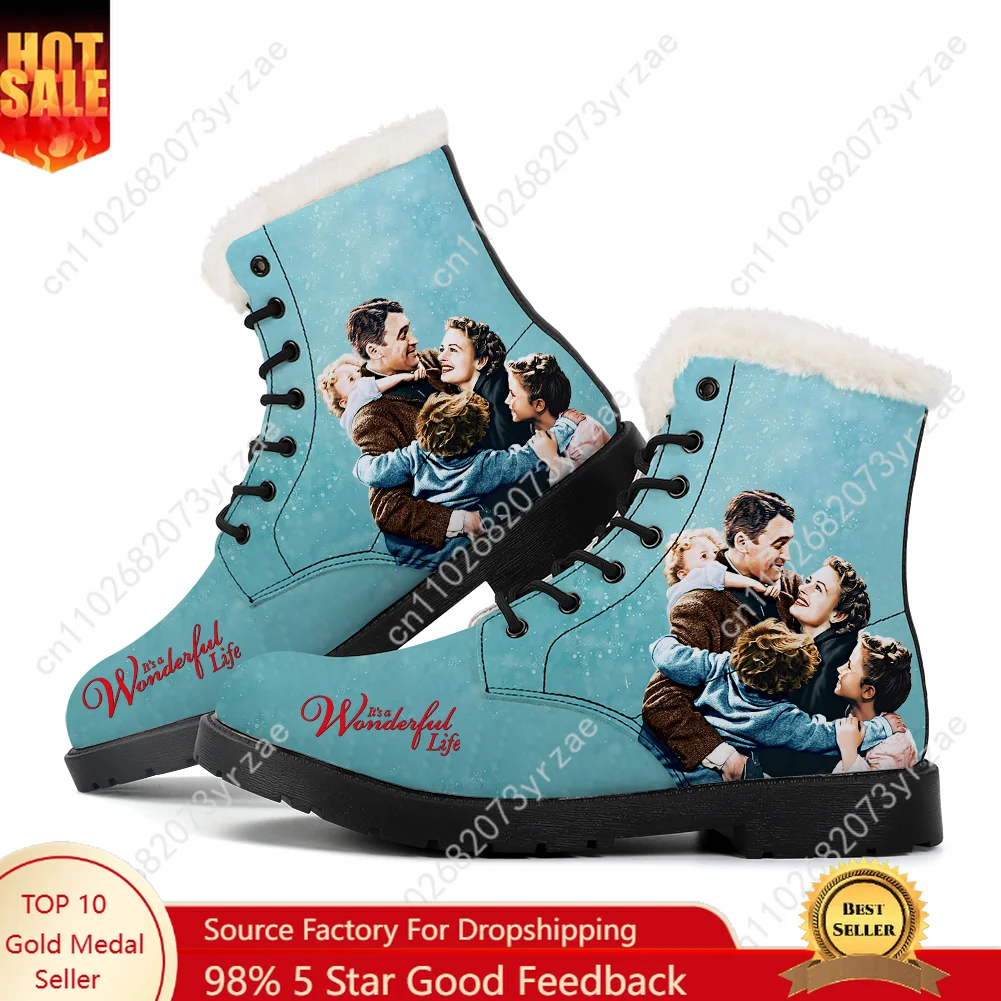 

It's A Wonderful Life Plush Boot Men Women Teenager Casual Shoe Outdoor Warm Boot High Quality Personalized Pattern Custom Shoes