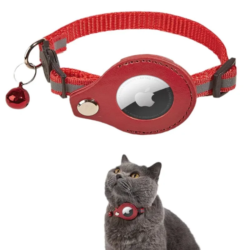 Anti-Lost Cat Collar for Airtag GPS Tracker Protective Case With Bell Reflective Cats Necklace Kitten Accesories Pet Products