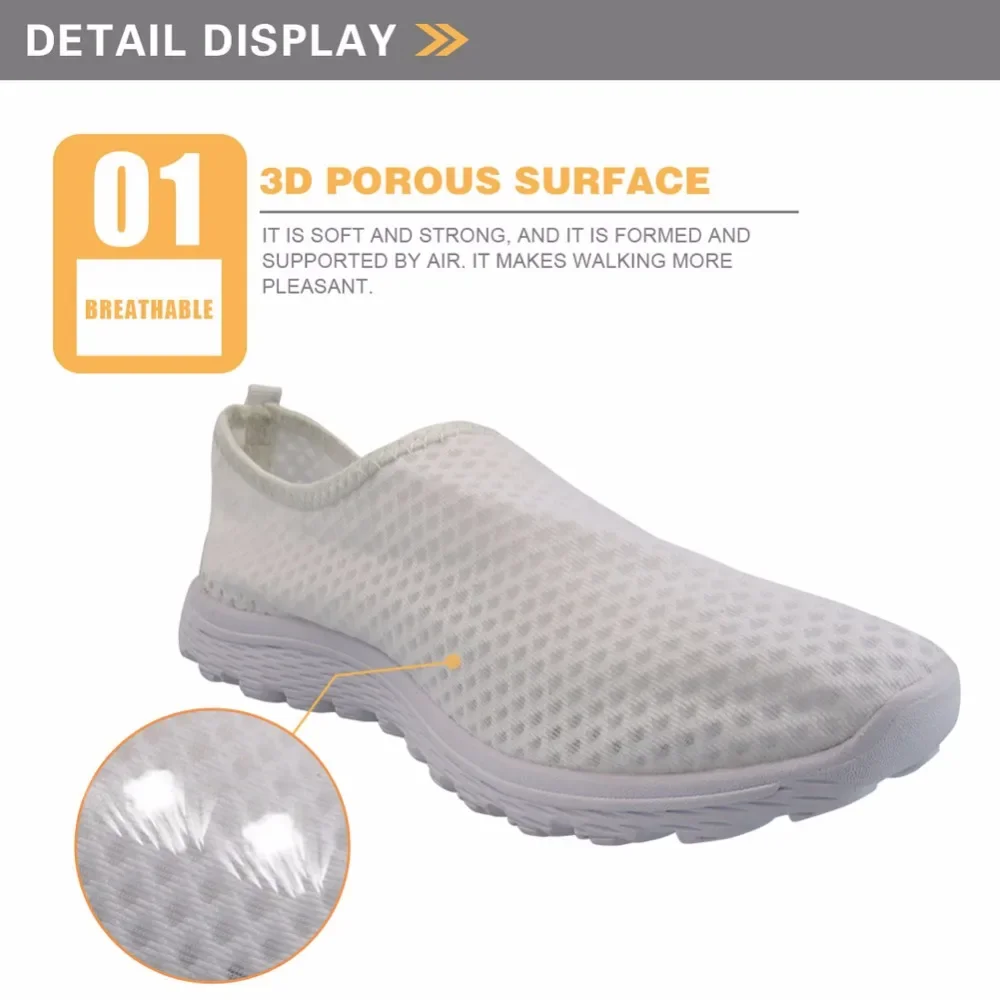 Custom White Mandala 3D Print Woman Loafers Women Slip On Flats Summer Ladies Sneakers Mesh Casual Shoes Summer Female Beach Sho
