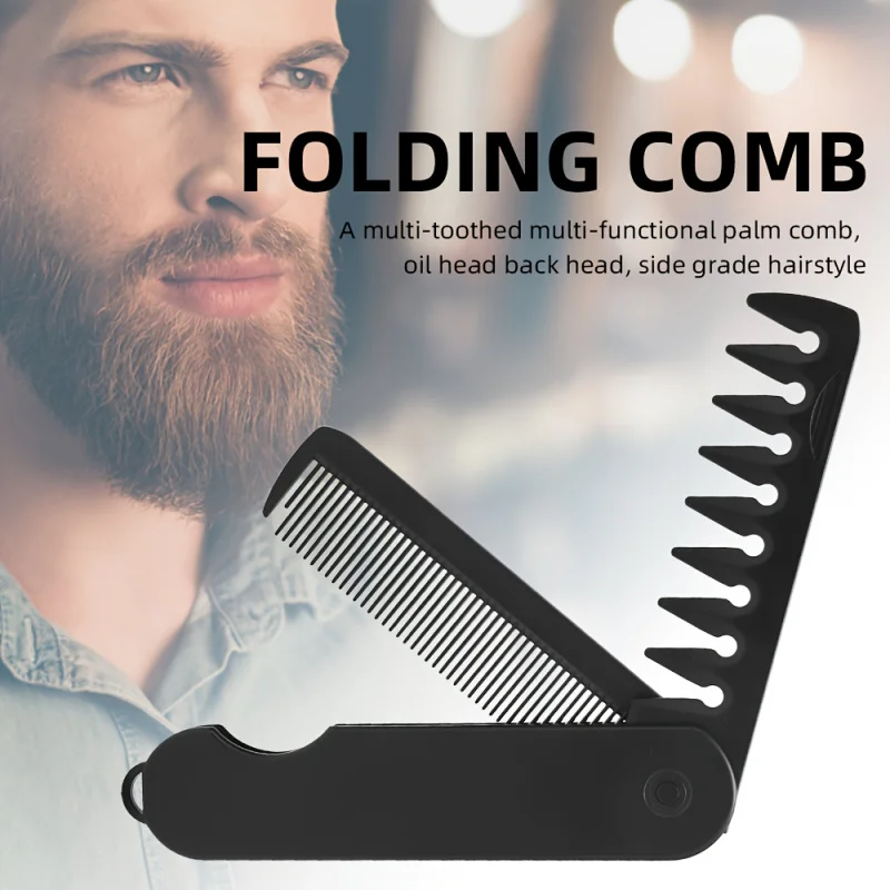 Barber Hair Clipper Folding Combs Multifuncional Plastic Wide Tooth Oil Head Comb Beard Combing Two In One Styling Tools