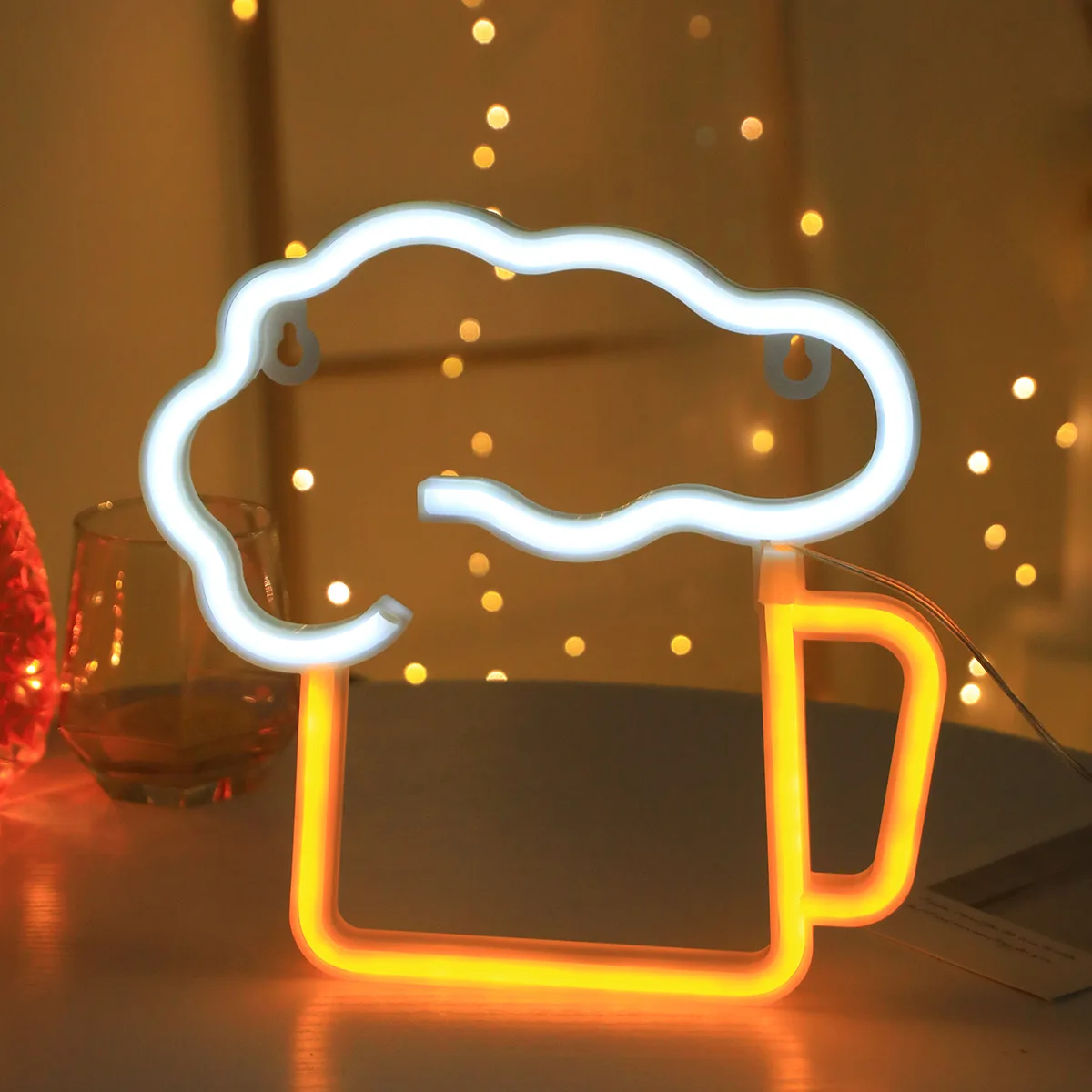 Beer LED neon lights, USB or battery powered boy bedroom, gaming room, wedding, bar, birthday, gift, summer camping decoration