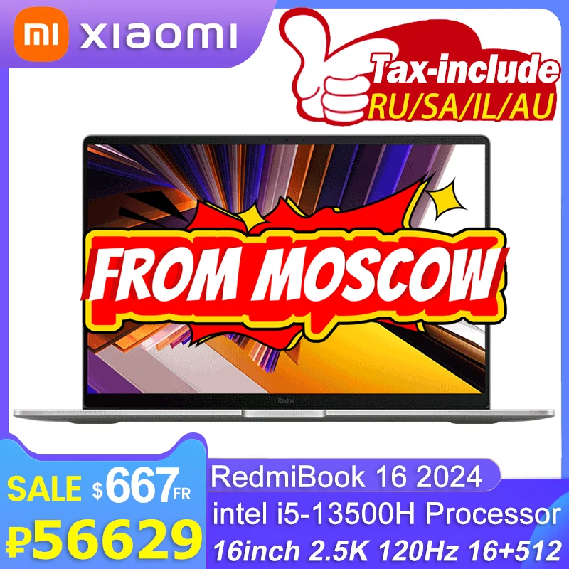 Original Xiaomi Mi Redmi Book 16 2024 intel i5 13500H 16GB RAM 512GB SSD 16inch 2.5K 120Hz Screen JYU4577CN