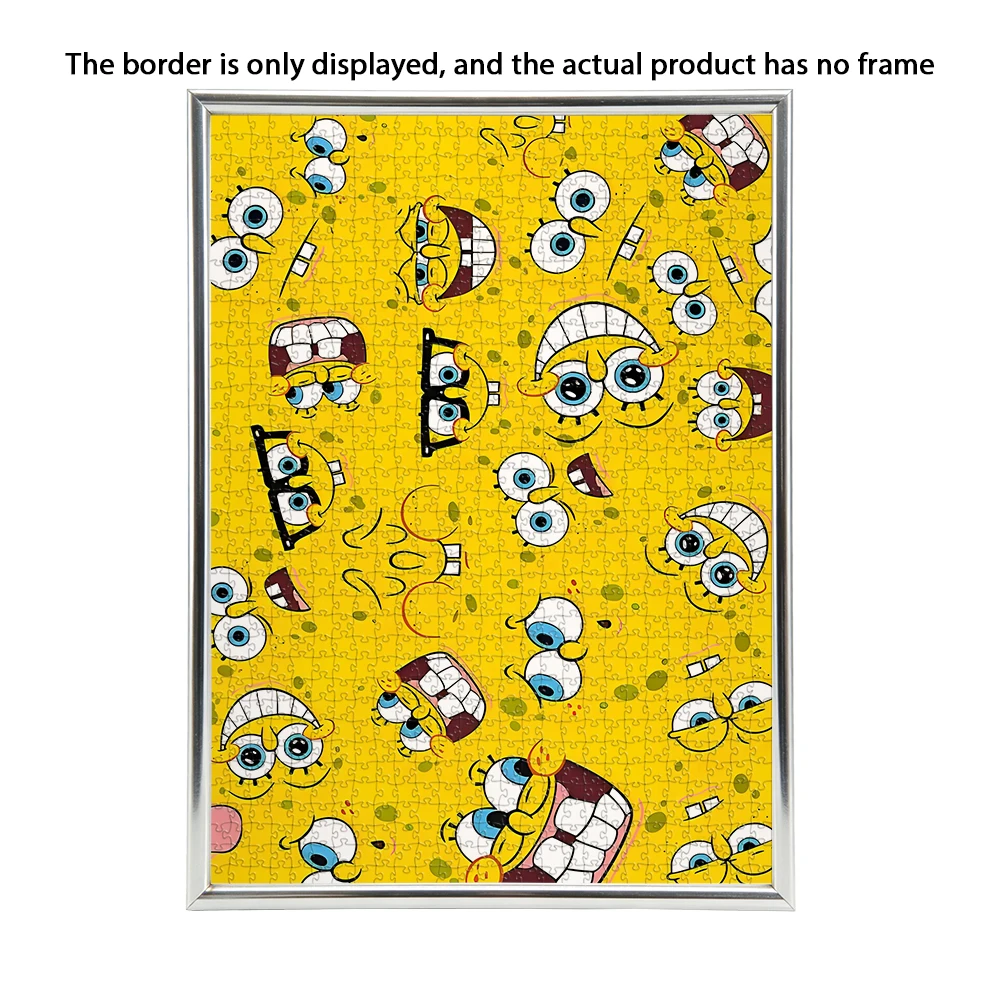 Juego de rompecabezas de suelo de madera con cara amarilla de Bob Esponja, juguete rompecabezas de 108/200/300/500/1000 piezas