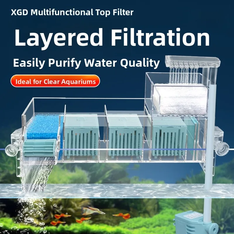 

Gold Filter Three-in-One Wall-Mounted Home Oxygenating Aquarium Water Purification System Circulating Pump Pet Fish Tank Equi...