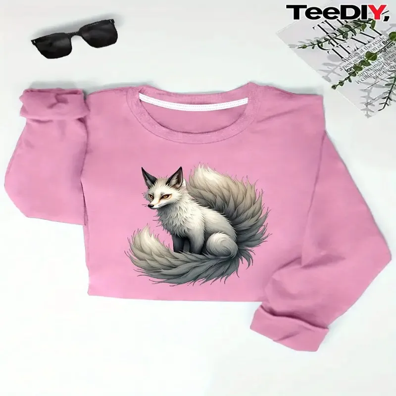 

Осень-зима, женская одежда больших размеров, женский свитшот большого размера с рисунком лисы, удобный топ с длинными рукавами в уличном стиле