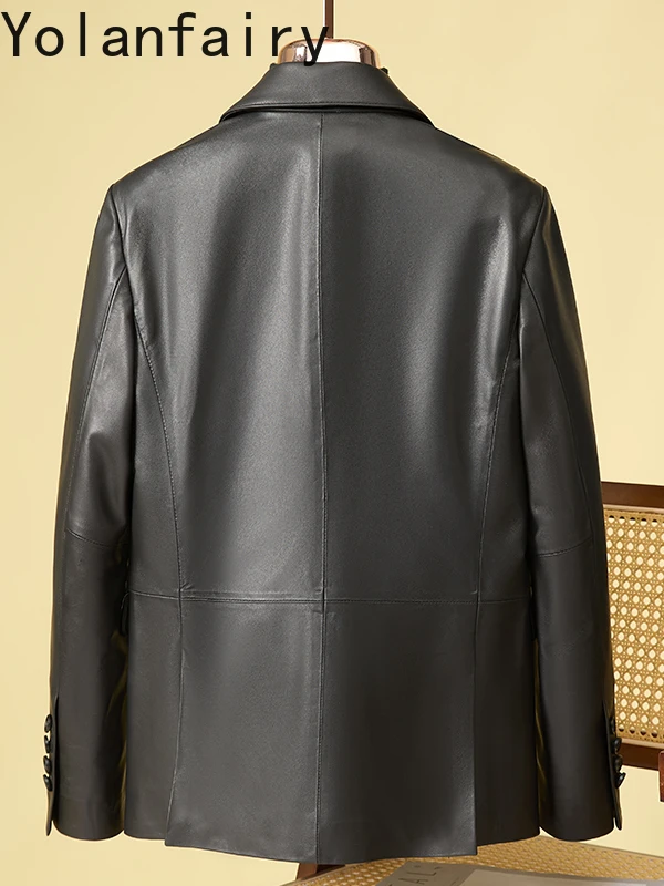 YOLANFAIRY 春秋本革ジャケット女性ミッドレングス 100% 本物のシープスキンコートスリムフィット婦人服 Chaquetas