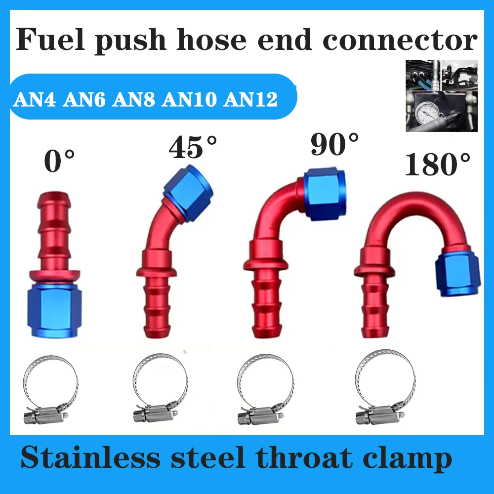 

Universal AN4 AN6 AN8 AN10 AN12 Push-on Hose End Fittings Fuel Oil Cooler Hose Fitting 0 -180 Degree Reusable Connection Adapter