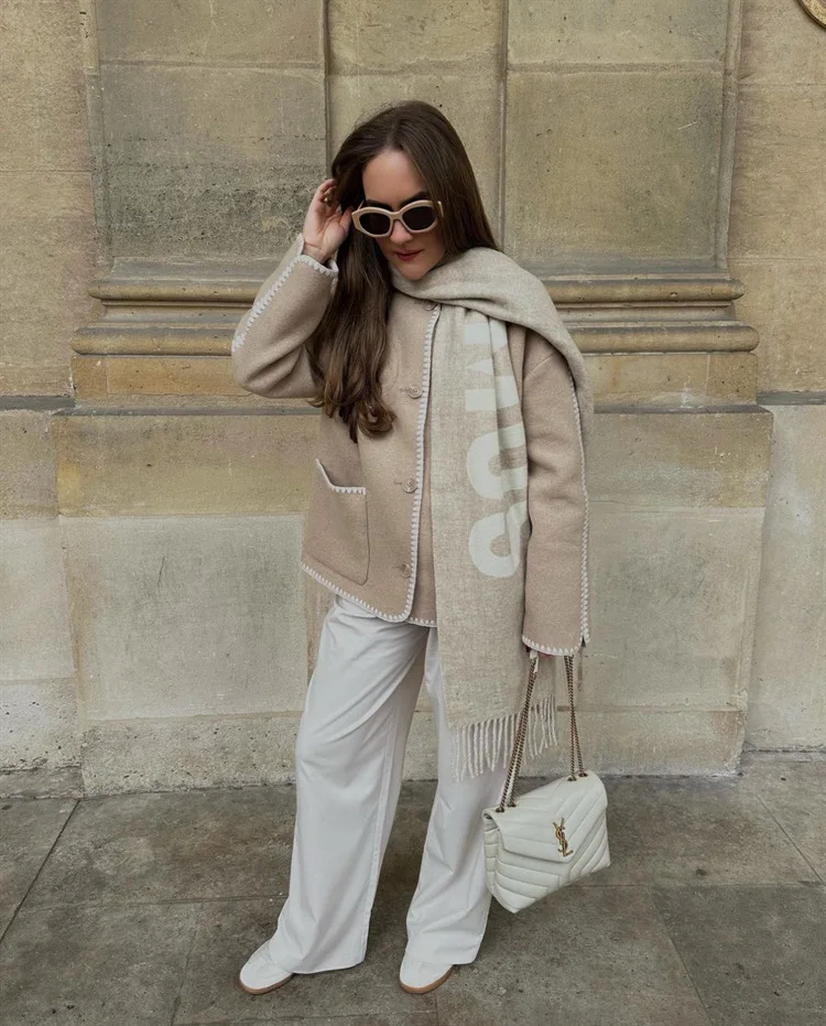 وشاح من الصوف الجاكار للجنسين بنمط حروف ملفوف من الكشمير ملمس ناعم لأزياء الخريف والشتاء #3