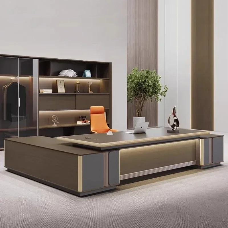 

Luxury Modern Boss Director Senior Sense President Executive Office Desk Computer Desks For Chair Filing Cabinet With Storage