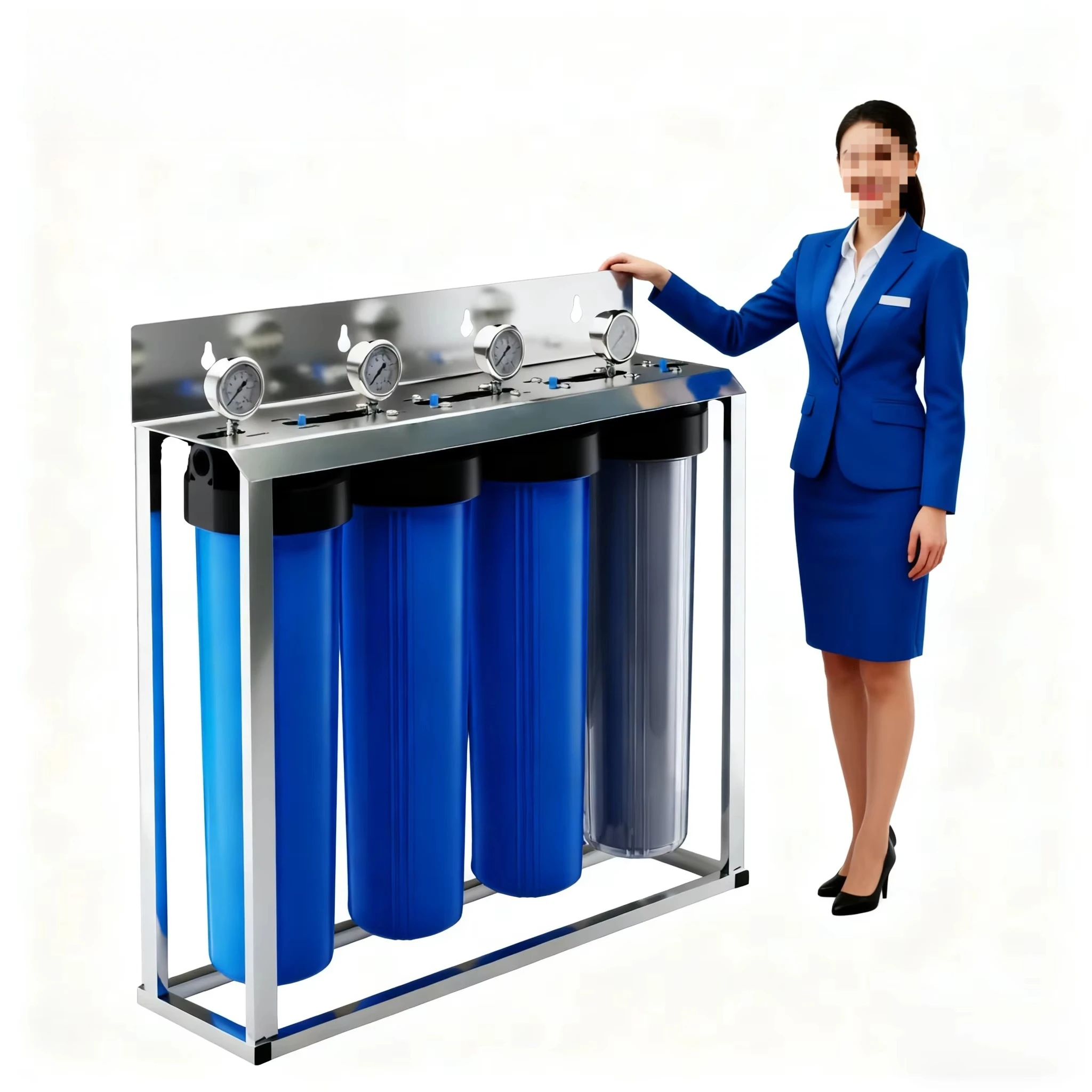 

4-stage 20" BB Whole House Salt Free Water Softener Includes Sediment Heavy Metal KDF UDF Soft Resin Carbon Block Filters