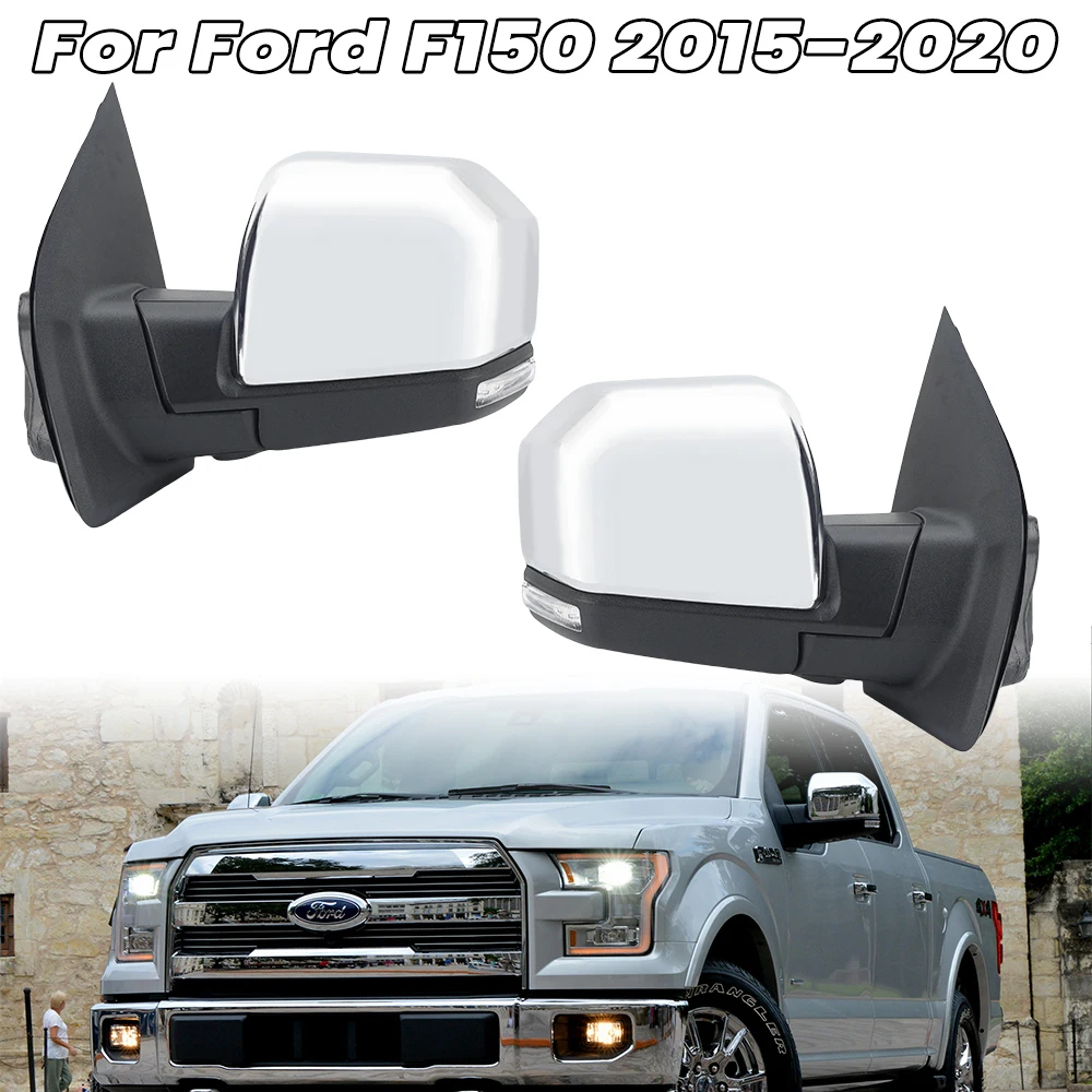 22 Wires Side Mirror Assembly For Ford F150 2015-2020 Electroplated Double Plug Power Folding Camera Door Mirror Car Accessories