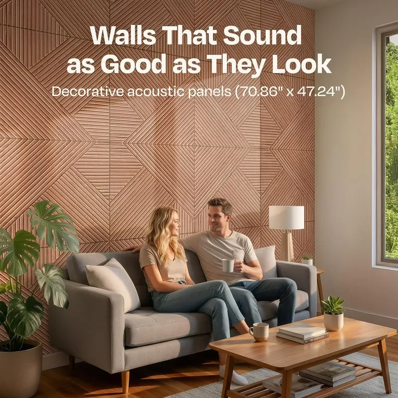 XL Acoustic Wall Panels 6-Pack Decorative Acoustic Panels High Density Sound Absorbing Wall Art 70.86X47.24 Inches with
