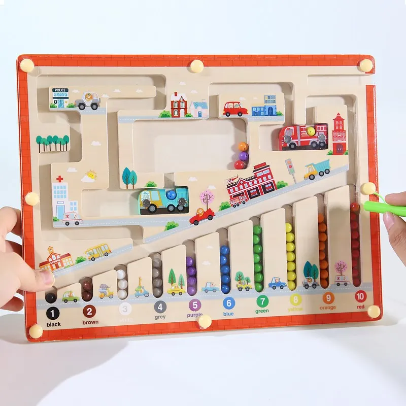 Magnetyczne Gry Sortujące Montessori Puzzle Zabawki Labirynt Tablica Nauka Kolorów Montessori Klasifikacja Drewniane Zabawki Edukacyjne Prezenty