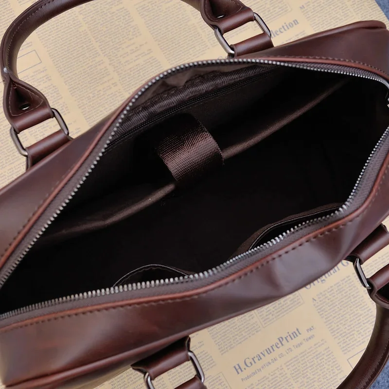 Vintage Large Capacity Briefcases Men Luxury PU Leather Handbag Document Business Male Crossbody Shoulder Office Laptop Bag