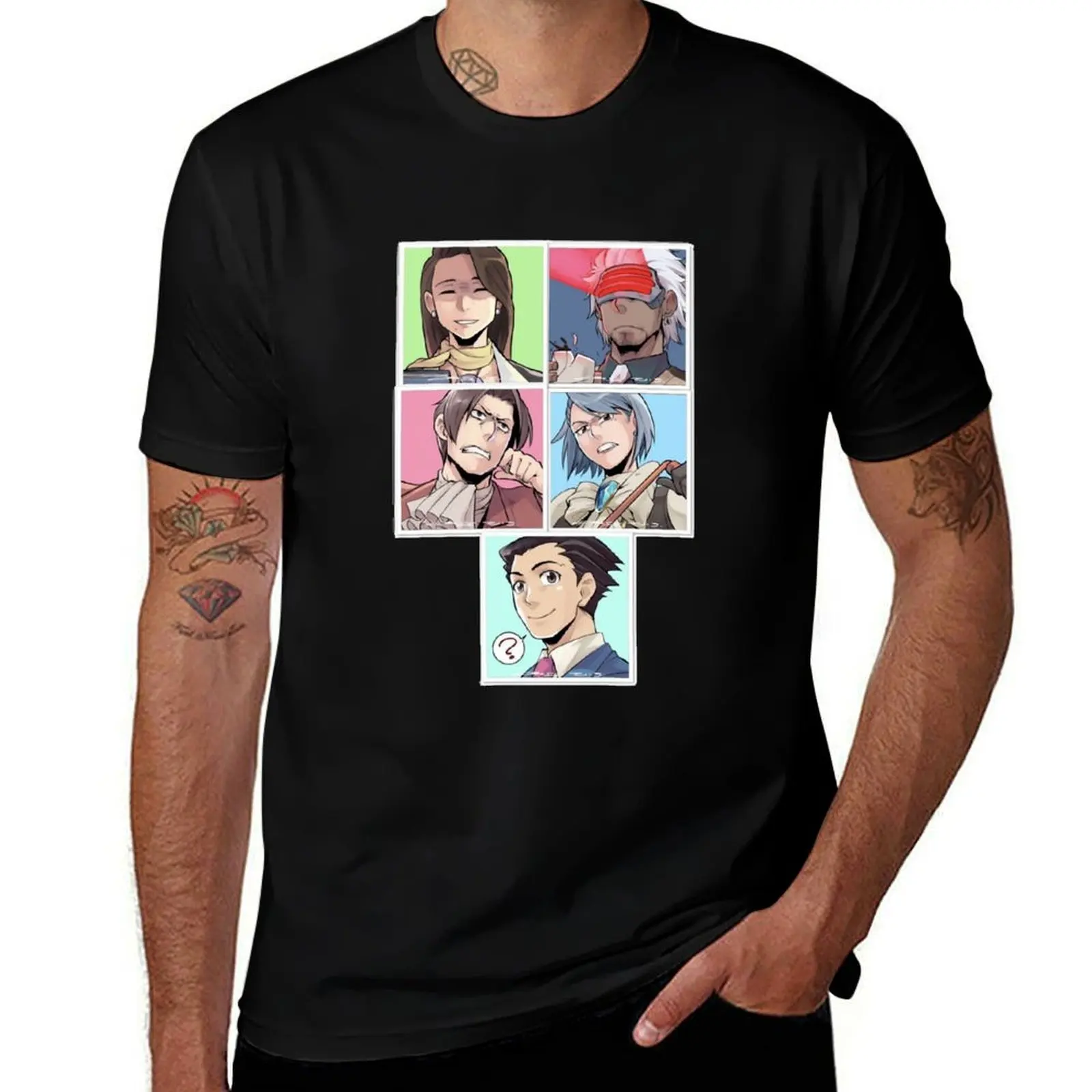 Ace attorney characters active T-Shirt Creative Graphic Tee Shirt T-Shirt