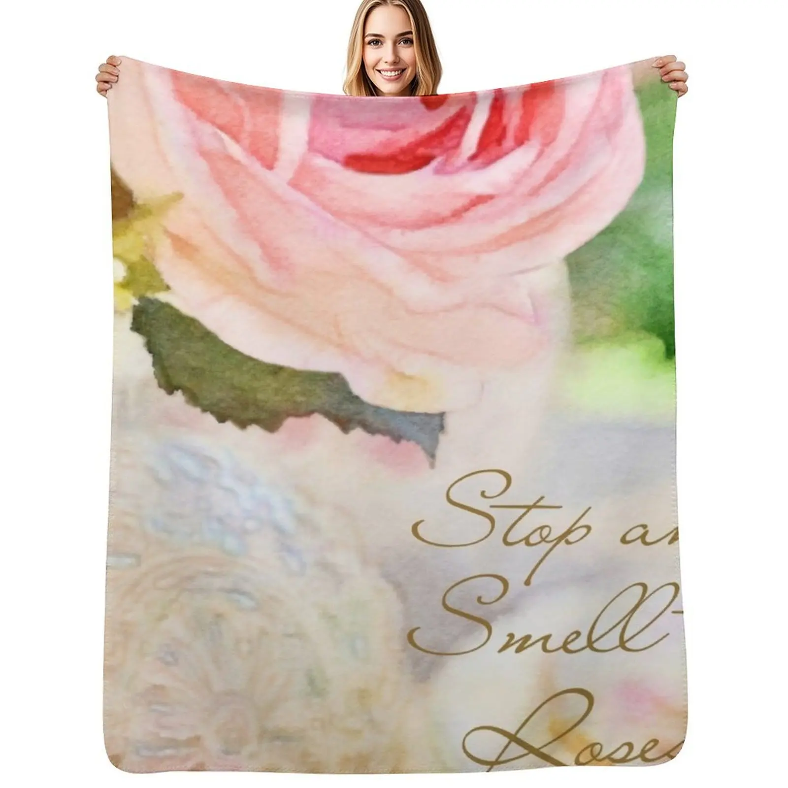 Stop and Smell the Roses Throw Blanket Soft Home Decor Blanket for Couch Bedroom