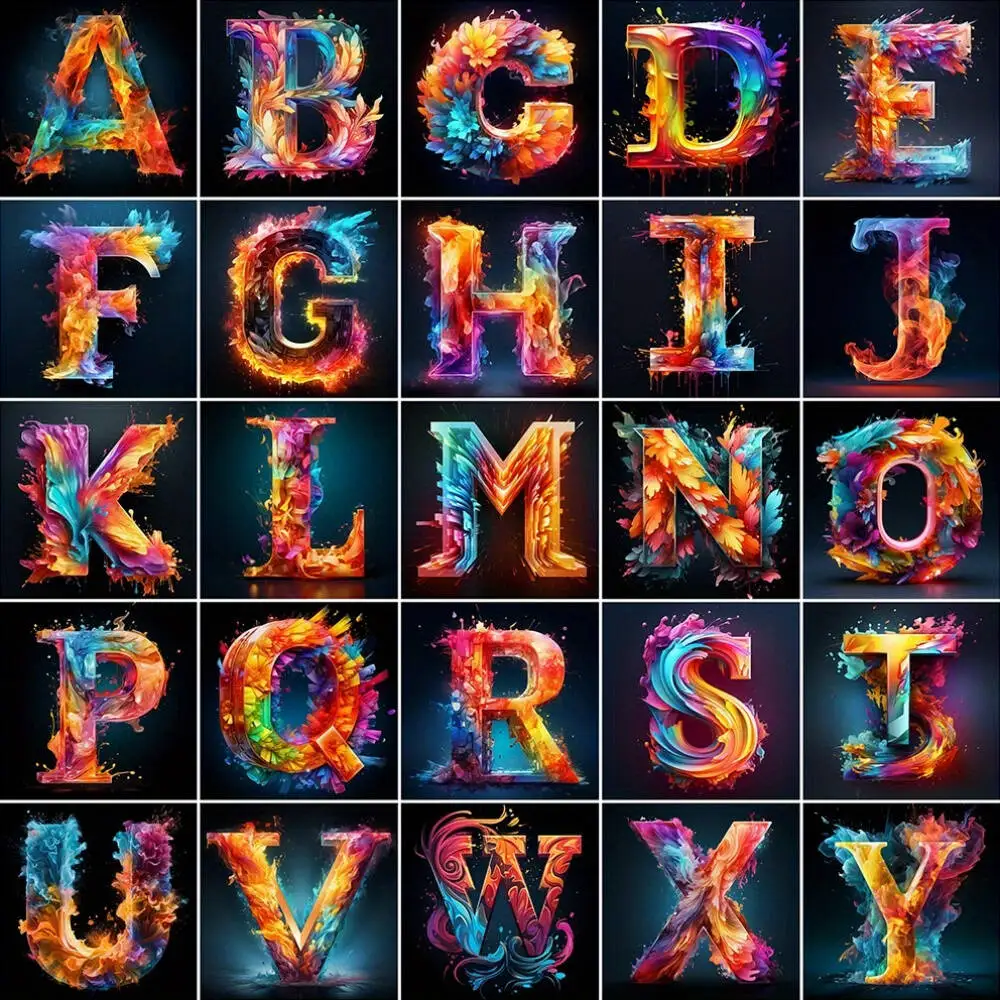 Huacan DIY Diamant Stickerei Alphabet Vollquadrat Rundbohrer Mosaik Buchstaben 5D Diamant Kunst Malerei Kit Bunte Wohnkultur