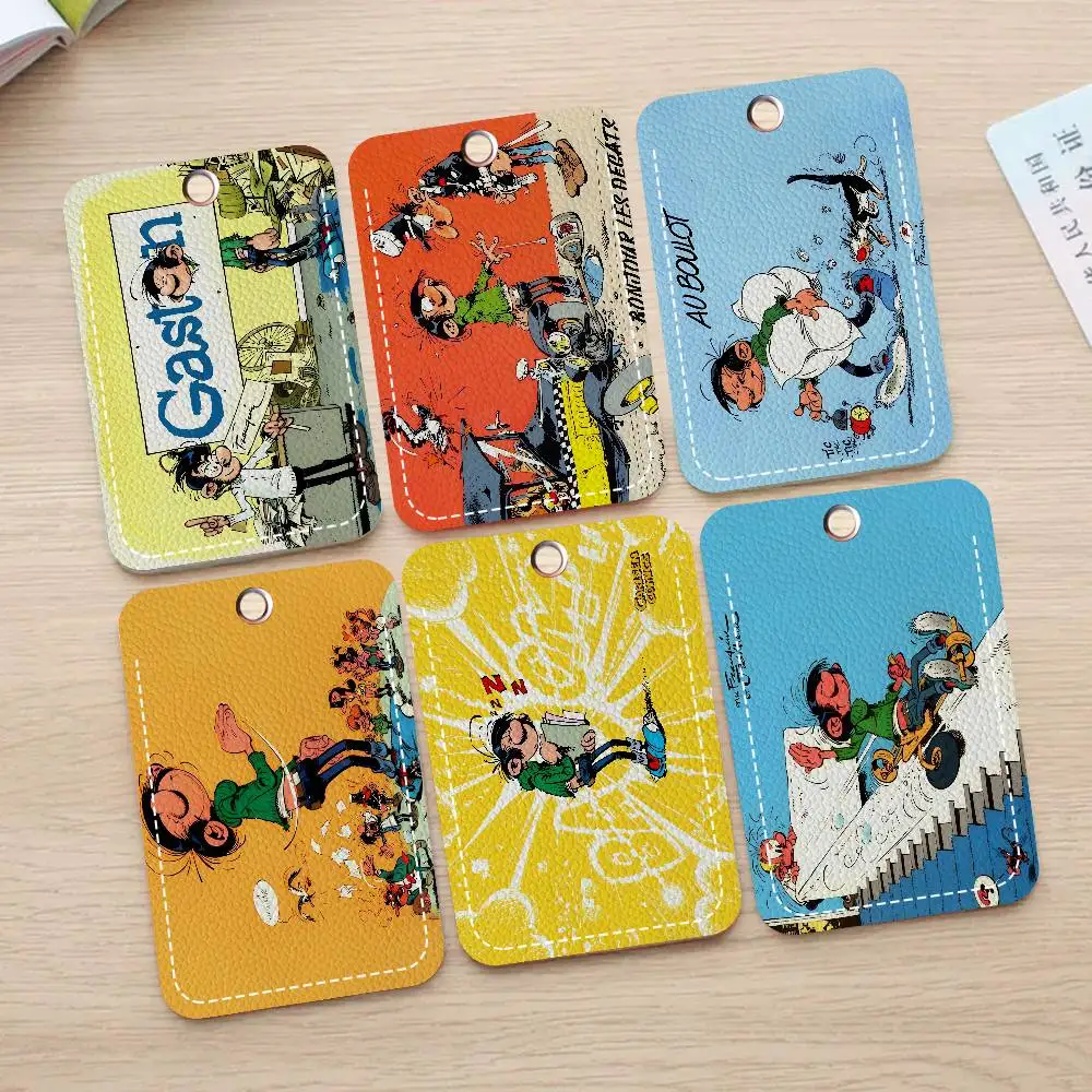 G-Gaston Lagaffe Anime Rectangle Keychain Card Holder, Badge Credit Card Holder, Student ID Card Holder, Bus Cards Cover