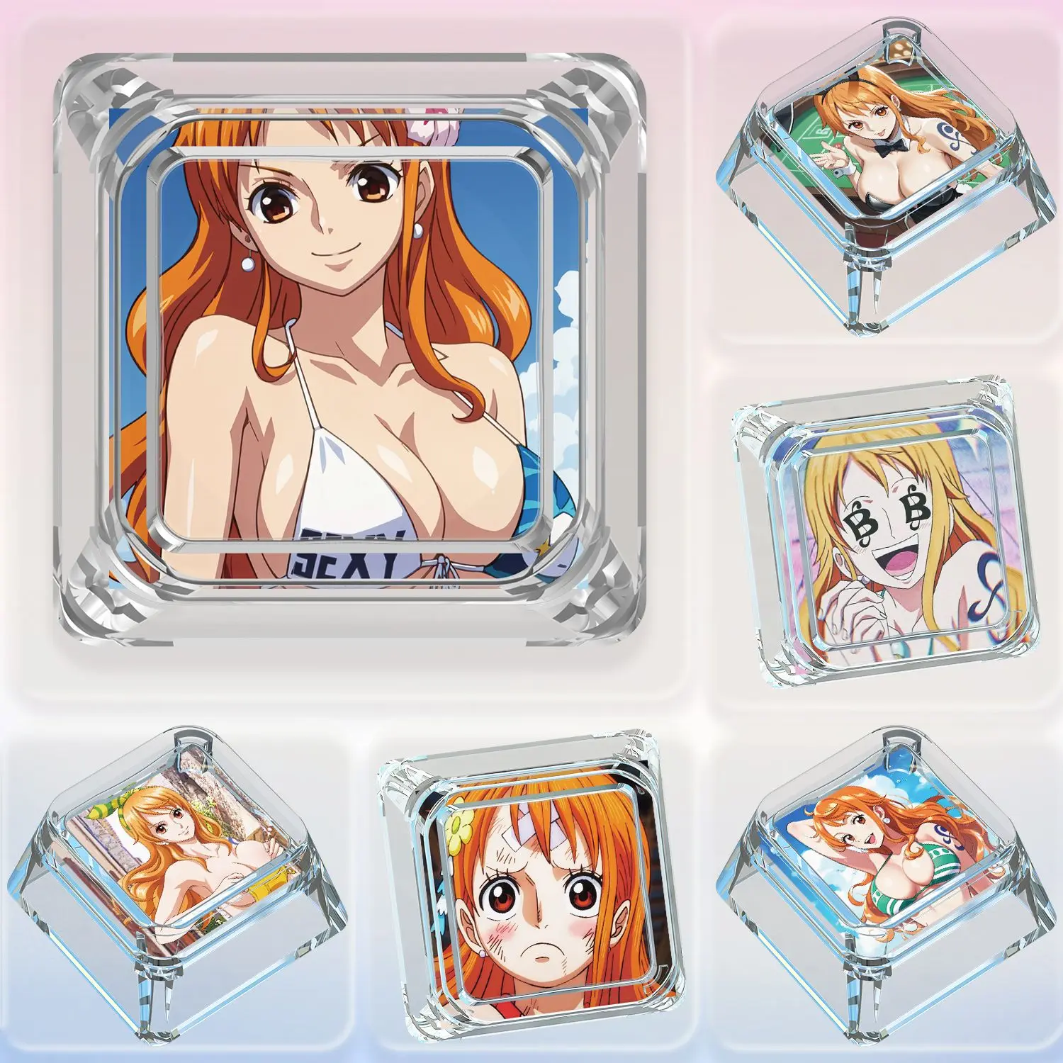 One Piece Nami Mechanical Keyboard Personalized Keycaps Cross Axis Body Nami Keyboard Cap Transparent Keycaps Anime Gift Toys