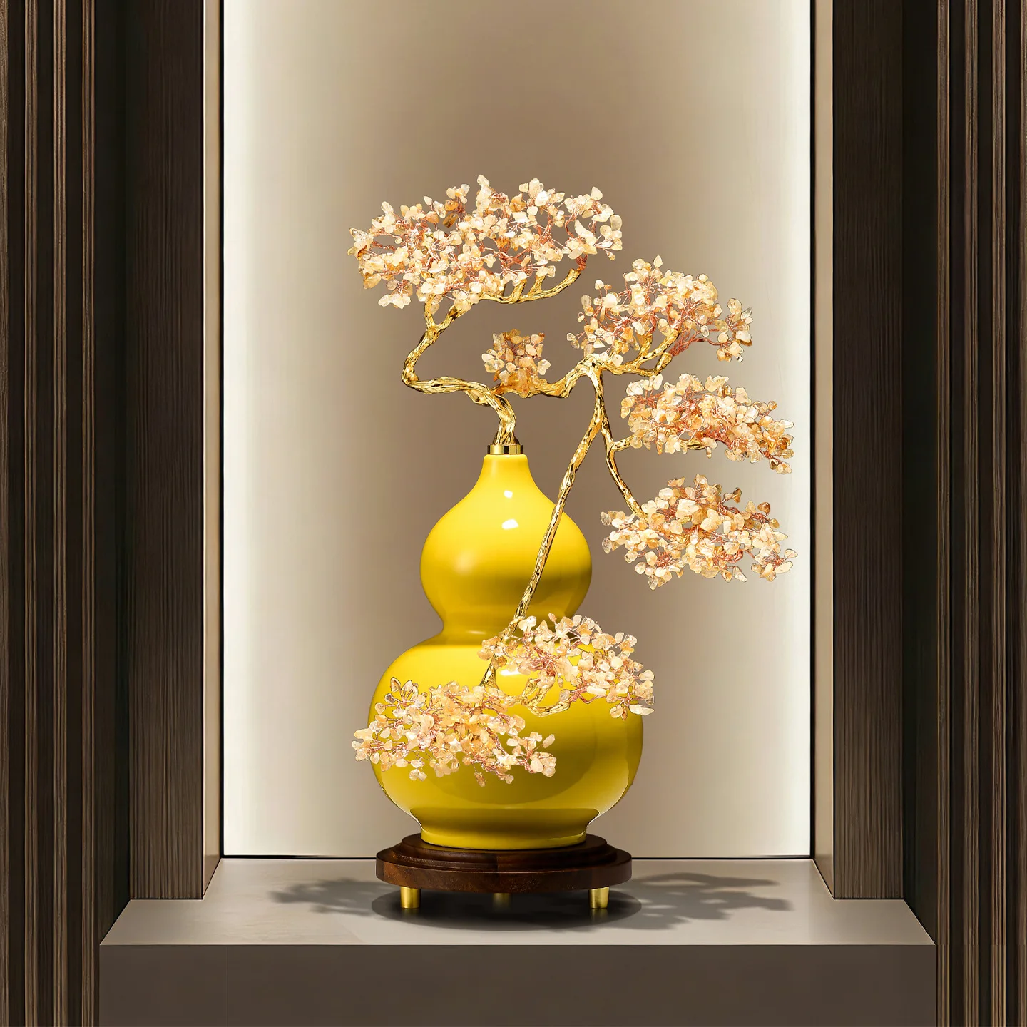 Green Crystal Gourd Ceramic Ornament High-end Lucky Living Room Envelope Cabinet Niche Housewarming New Home Gifts