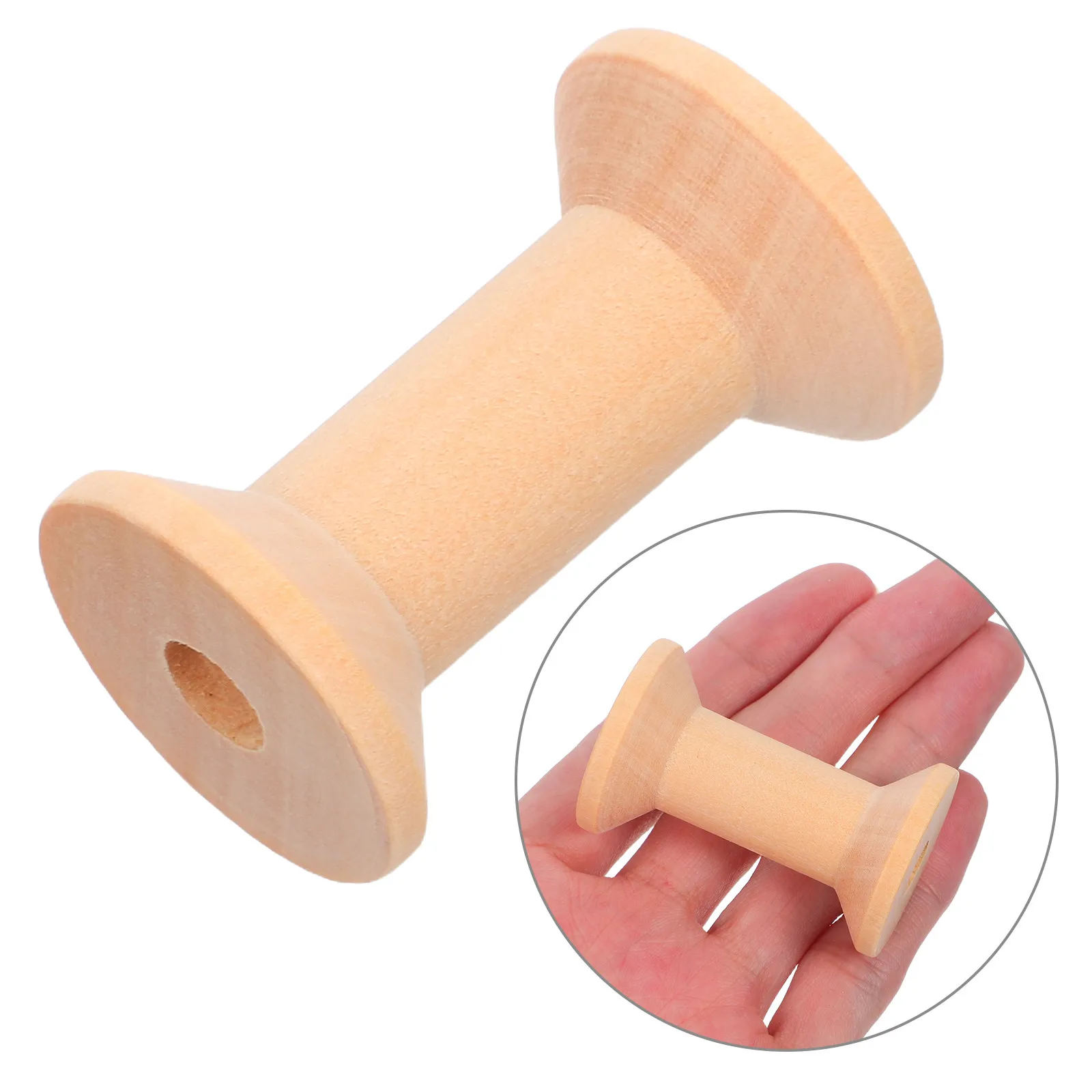 

50Pcs Vintage Wooden Spools Empty Craft Wood Spools Smooth Sanded Rustic Texture for Twine Elastic Cord Ribbon Yarn Bobbin