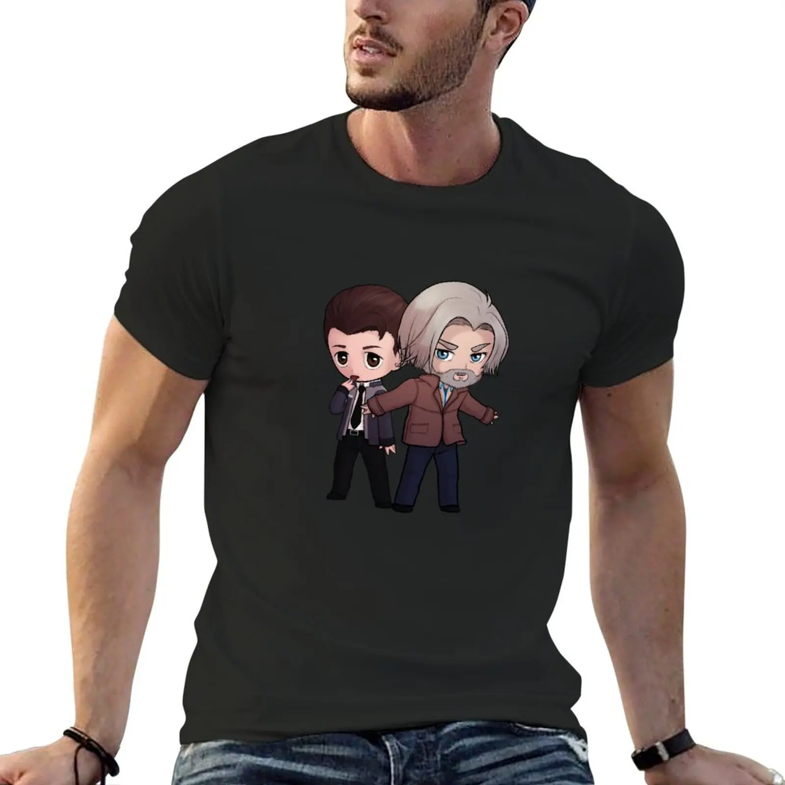 

Chibi Hank & Connor T-Shirt custom shirt funny meme t-shirts quick-drying plain t shirts men