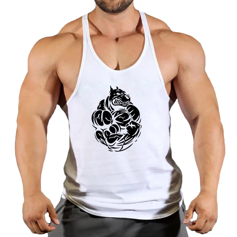 Fitness mężczyzna odzież sportowa t-shirt na siłownię mężczyźni męska kamizelka bez rękawów bluza Stringer koszulki szelki szelki Top podkoszulek