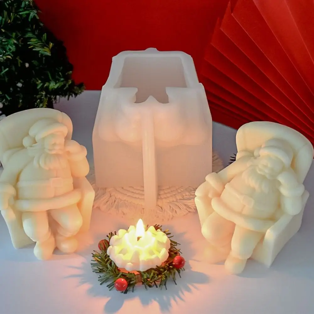 Sofá saudável papai noel natal vela molde diy silicone gesso molde criatividade inodoro sabão fazendo molde casa presente fazendo