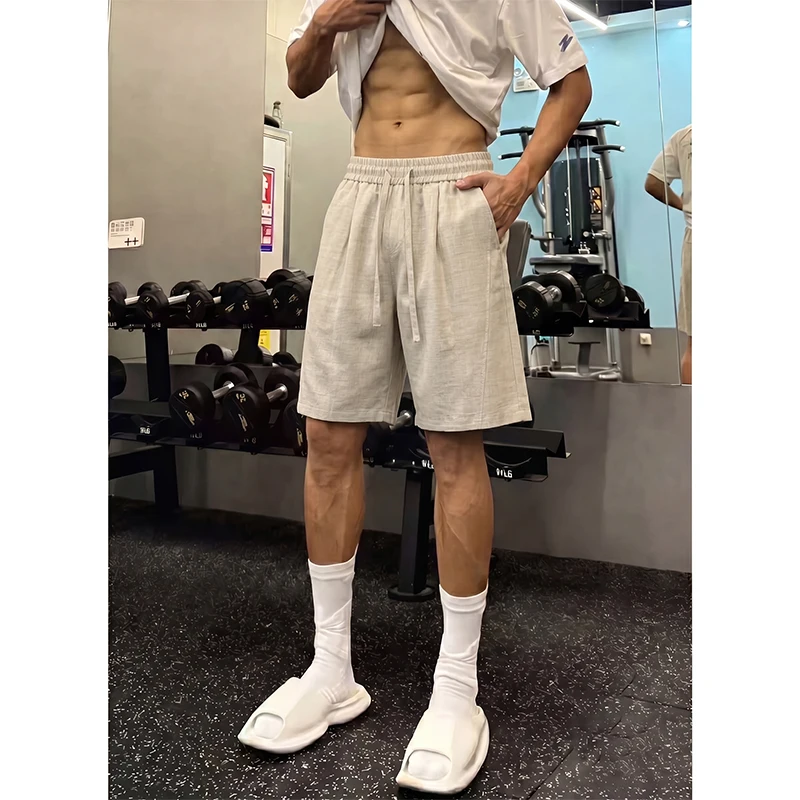 2026 Men's Summer Thin Knee Shorts Baggy Straight Fitness Sweatpants Joggers Board Bermuda Work Short Man Plus Size 4XL 5XL