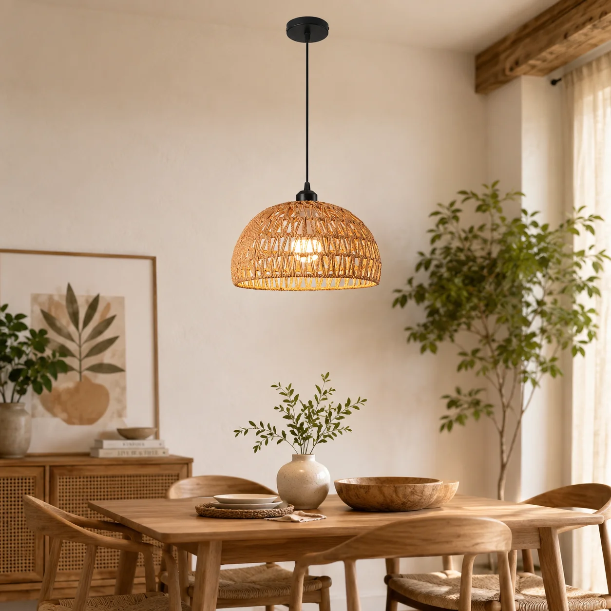 JOYINLED Rattan Pendant Light 11.81