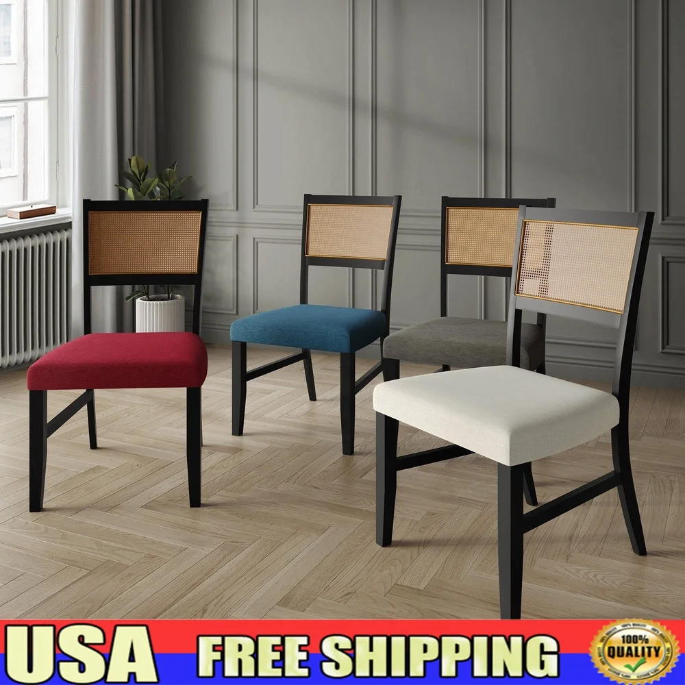 

Набор из 4-х мягких домашних обеденных стульев с мотивом кофейной трости, строительные сиденья из массива дерева с мягкой подкладкой из пенопласта, простая сборка