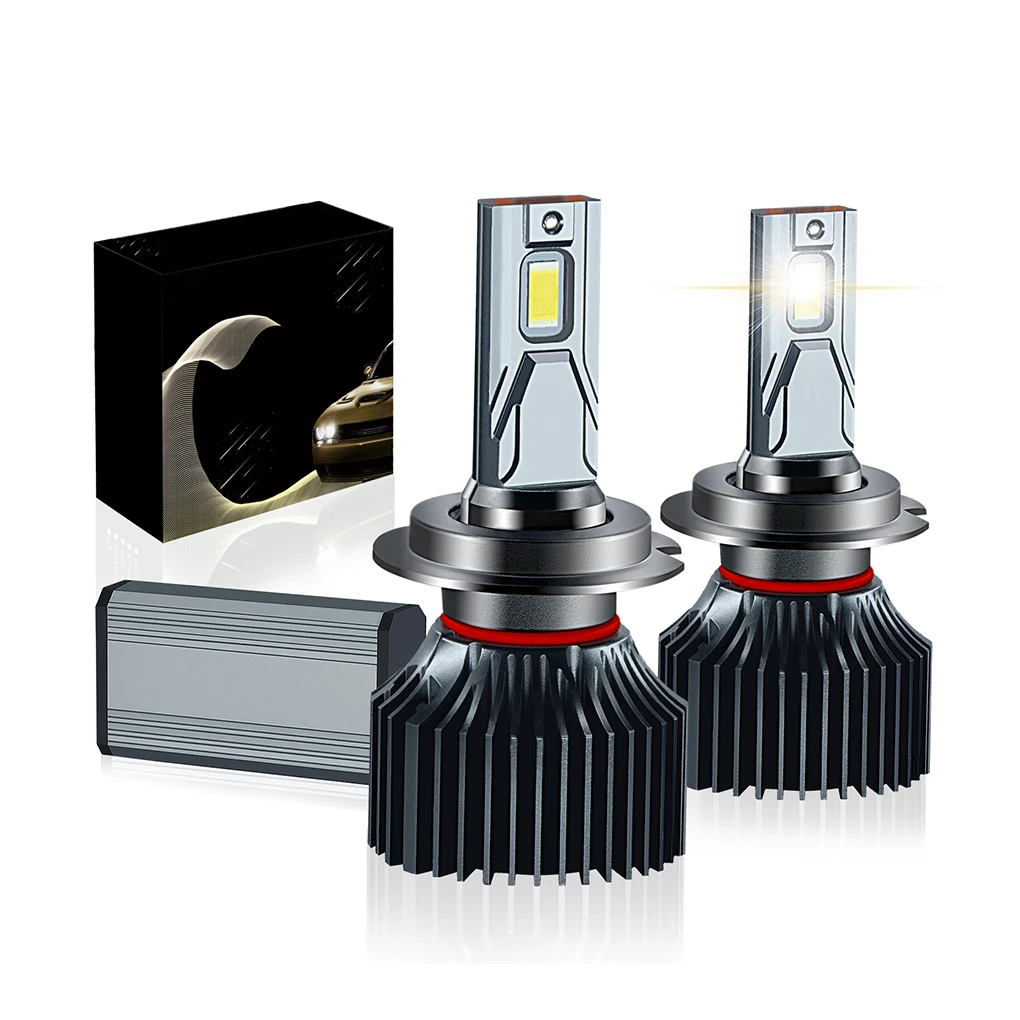 2 Pcs H7 LED Lights Super Bright Universal Car 8000LM lamp External Drive Automobile Lamps Night Riding Accessories