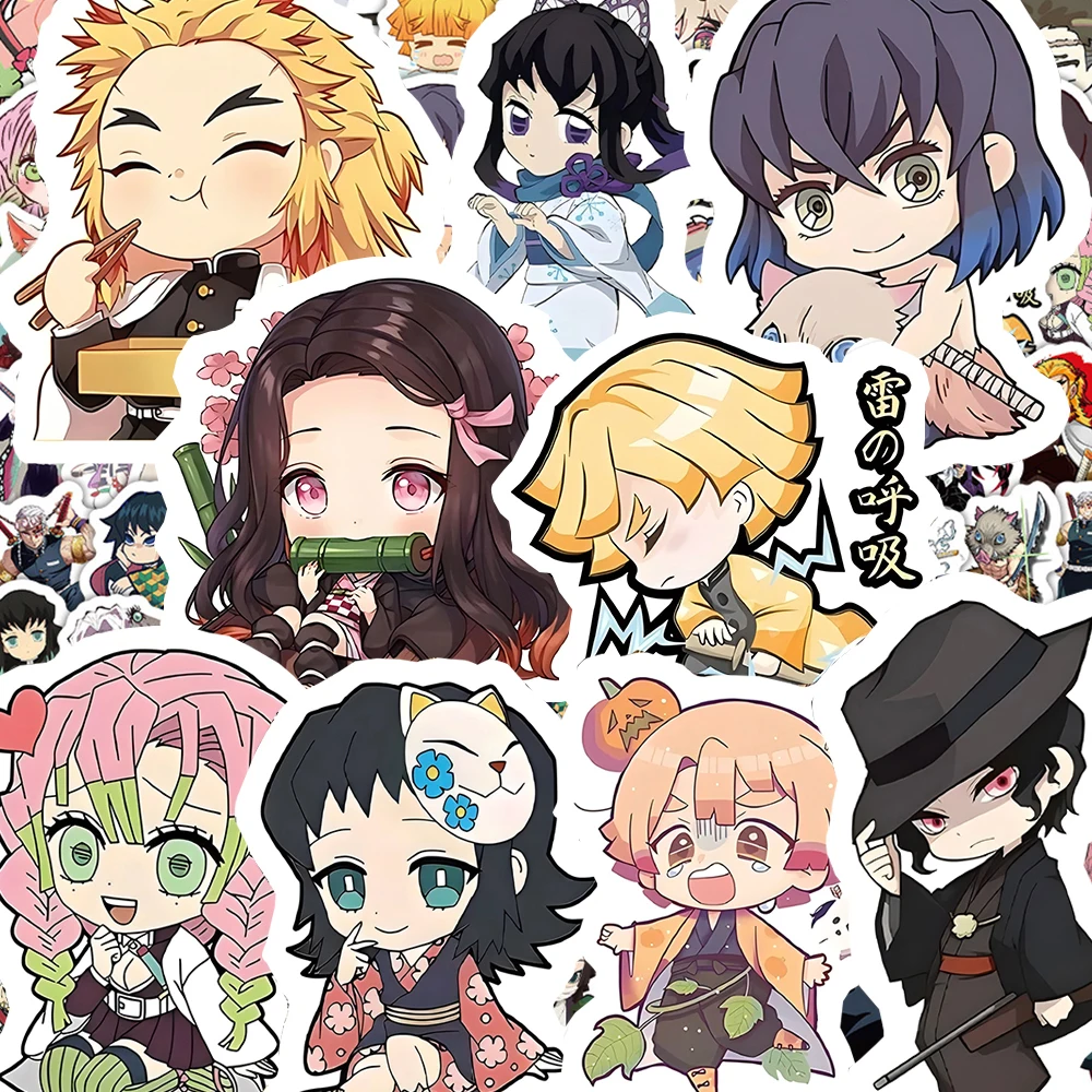 10/30/50/120pcs Kawaii Cartoon Demon Slayer Anime Stickers Cute Decals Kids Toys DIY Luggage Skateboard Phone Waterproof Sticker