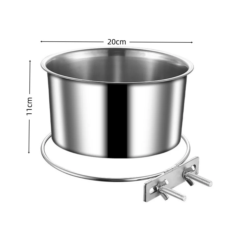 

New Stainless Steel Pet Food Feeder Durable Clamp Holder Dog Water Cup Easy Clean Large Bird Food Bowl Pet Accessories