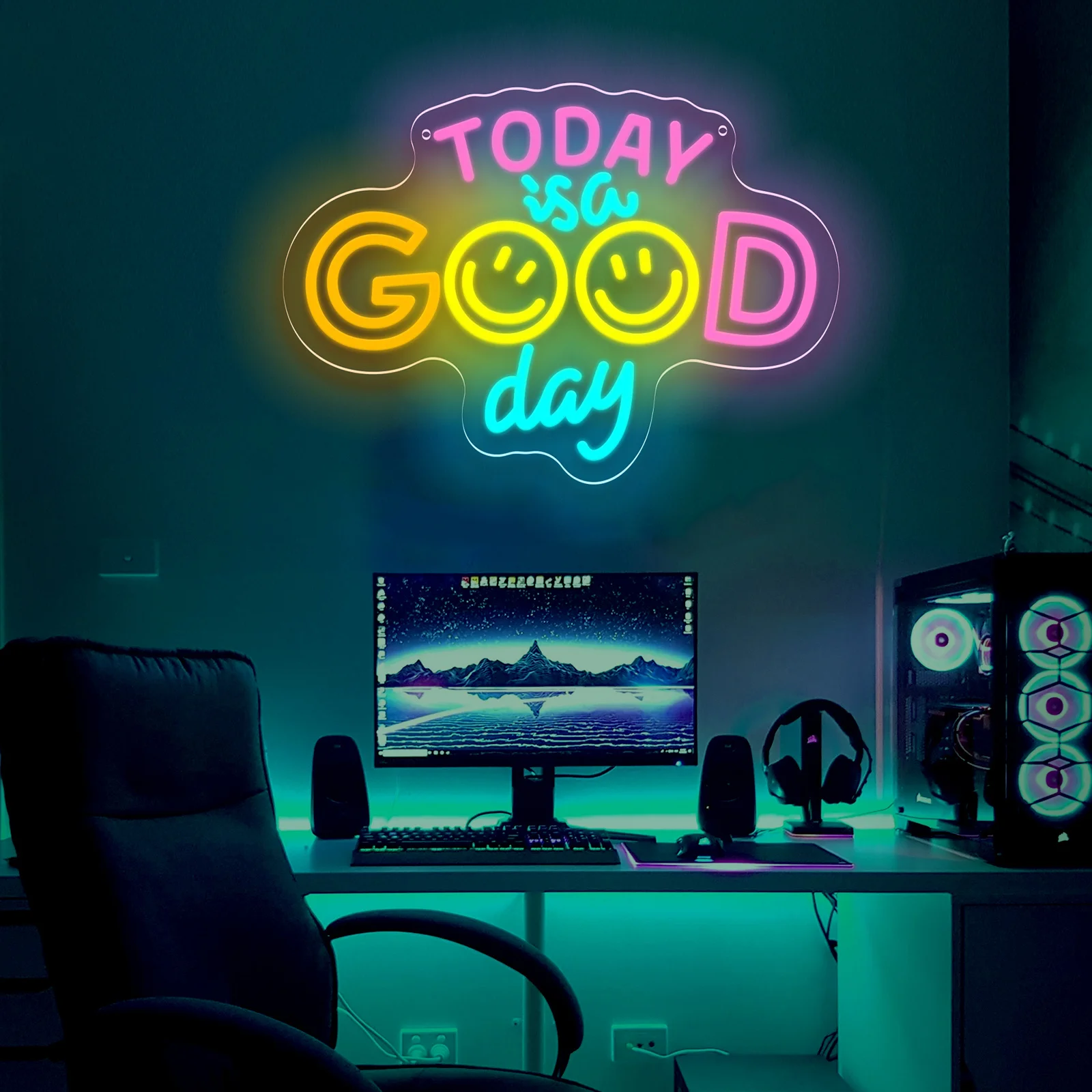 اليوم هو يوم جيد النيون USB عكس الضوء LED ضوء النيون تسجيل لشرب بار رجل كهف غرفة نوم فندق لعبة غرفة ديكور جدران الطرف #5