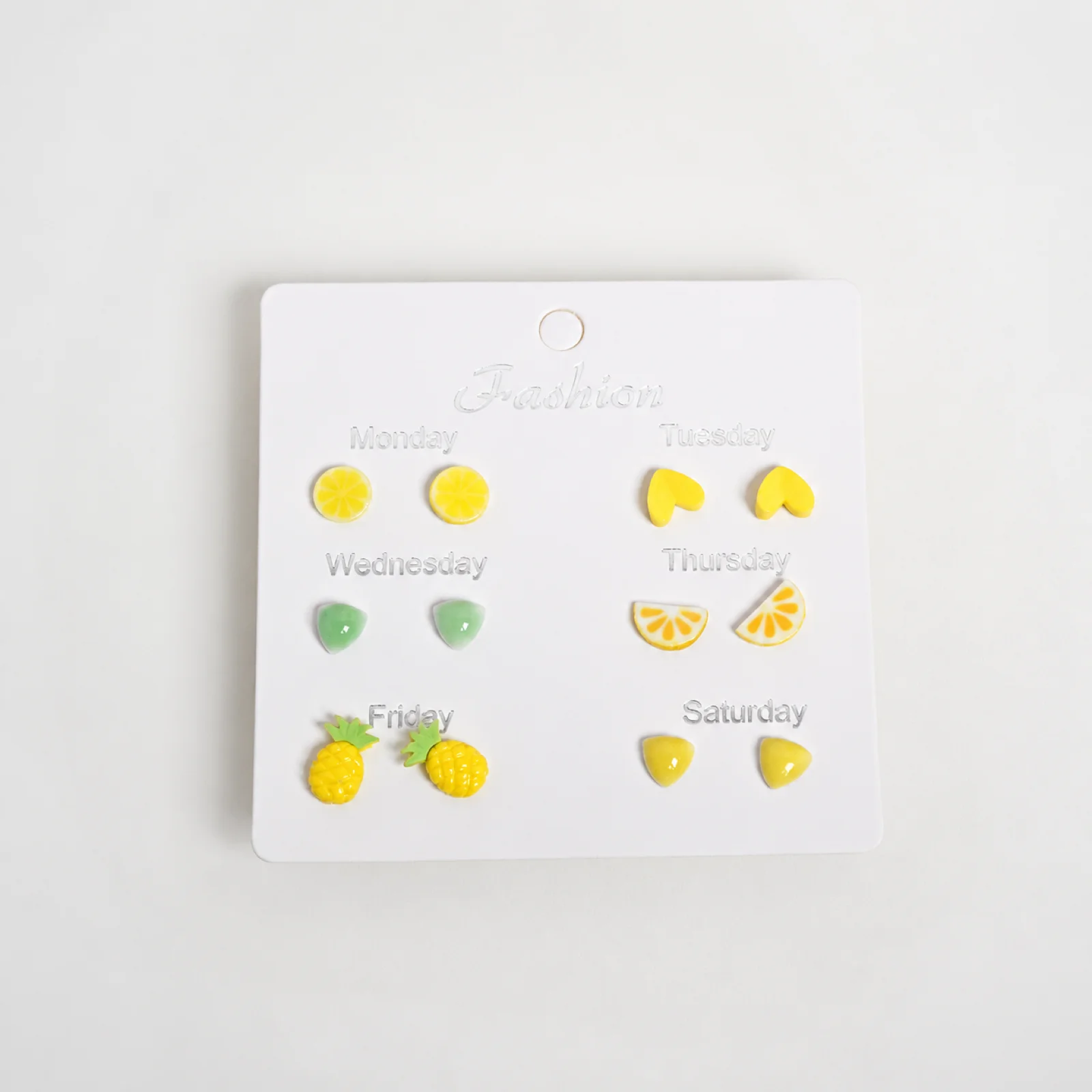 Handmade Ceramic Weekday Style Stud Earrings Minimal Fresh Ear Jewelry Handcrafted Ceramic Accessory Earrings 608P12-20