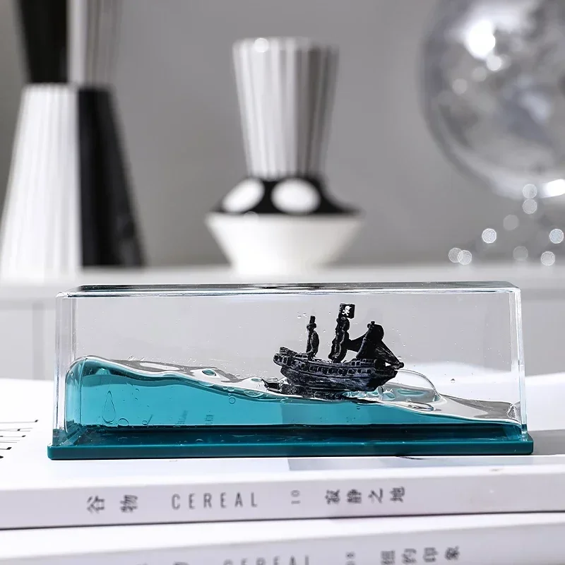 Cruise Ship Fluid Drift Bottle Titanic Creative Ship Sea Office Decoration Decompression Toy Decoration Decoration Birthday Gift