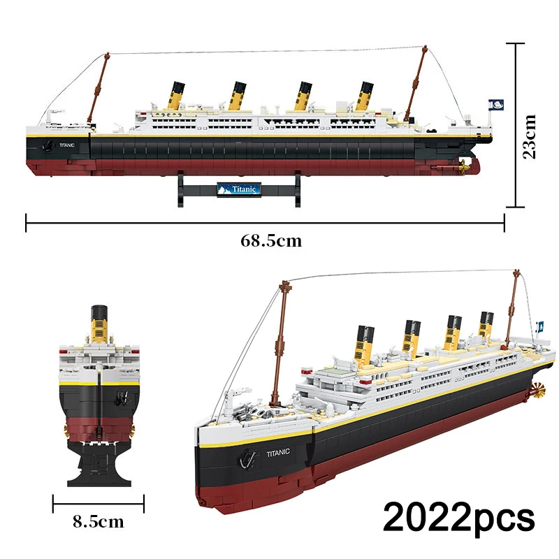 Hot MOC 2022PCS Titanicรุ่นCreative Luxury CruiseเรือชุดDIYเรือเมืองอาคารบล็อกอิฐของเล่นเด็กของขวัญ