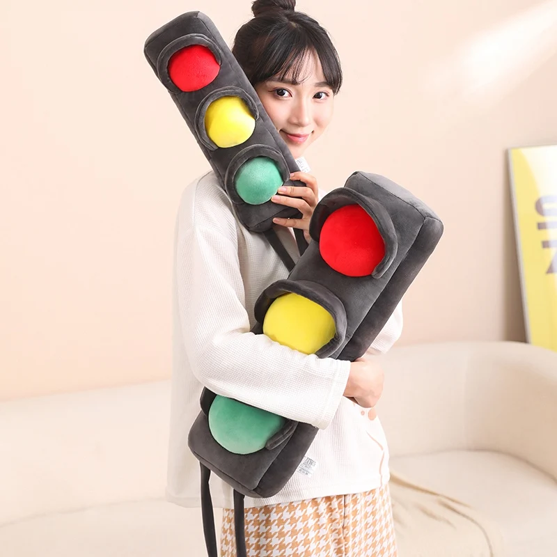 4 Sizes Simulation Traffic Light Plush Toys Soft Comfy Stuffed Signal Lamp Toys FunnyToys For Children Creative Throw Pillow