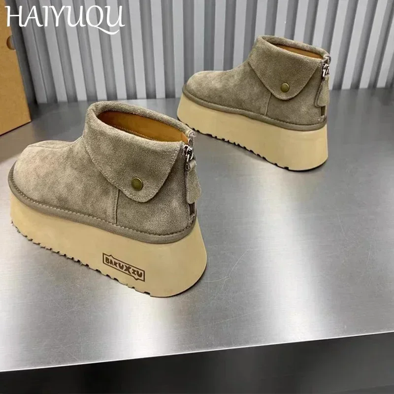 Platform Women Snow Ankle Boots Flats Suede Casual Sneakers Woman Trend Fashion Sport Shoes New Cozy Mujer Snow Chelsea Botas