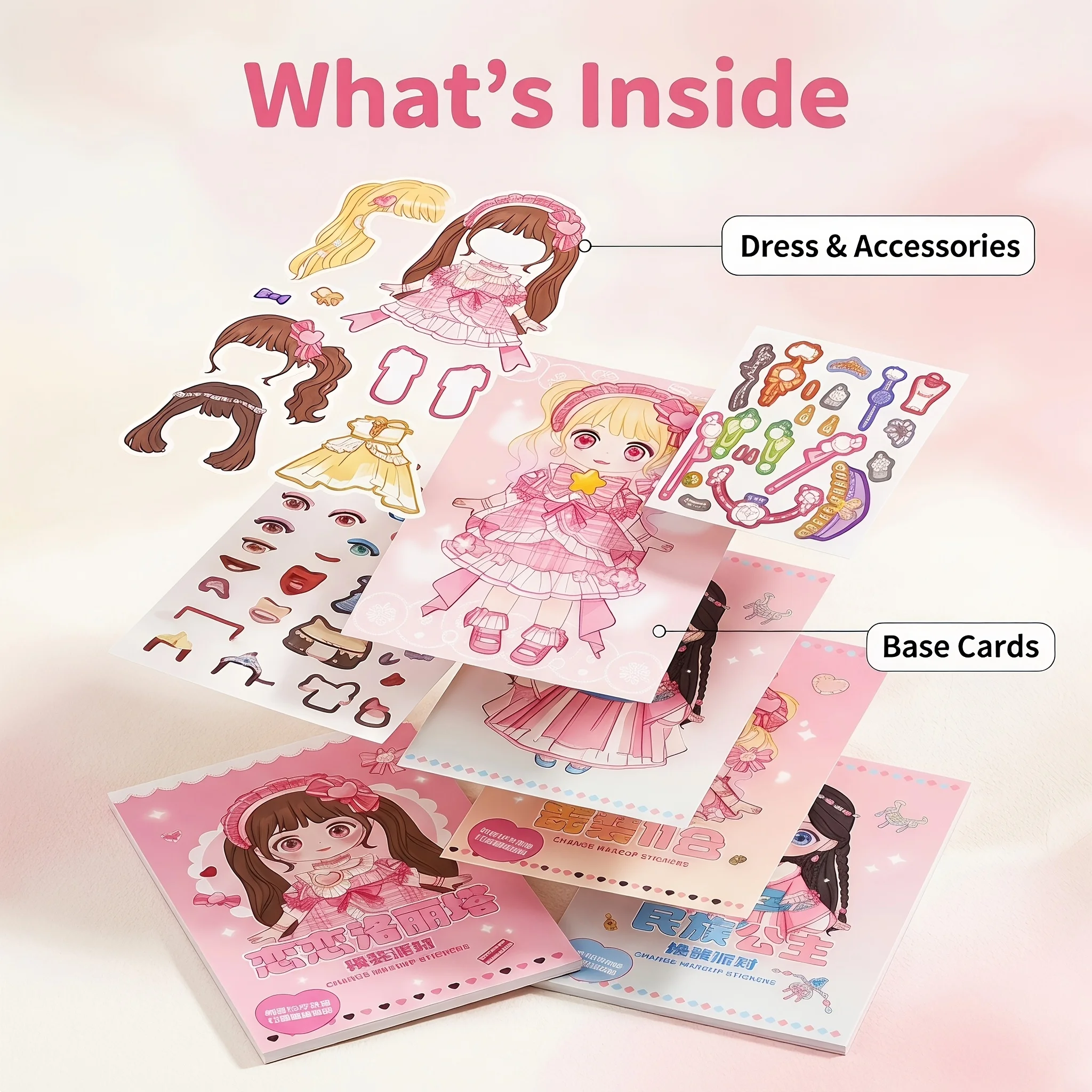 Princess Makeup Sticker Book for Girls, DIY Fun Makeup Stickers for Girls, Cartoon Character Face Makeup Stickers, Handmade Educational Toys, Exercise Imagination and Hands-On Skills, Birthday Gift for Girls, Multiple Themes, 2 Books Shipped Randomly