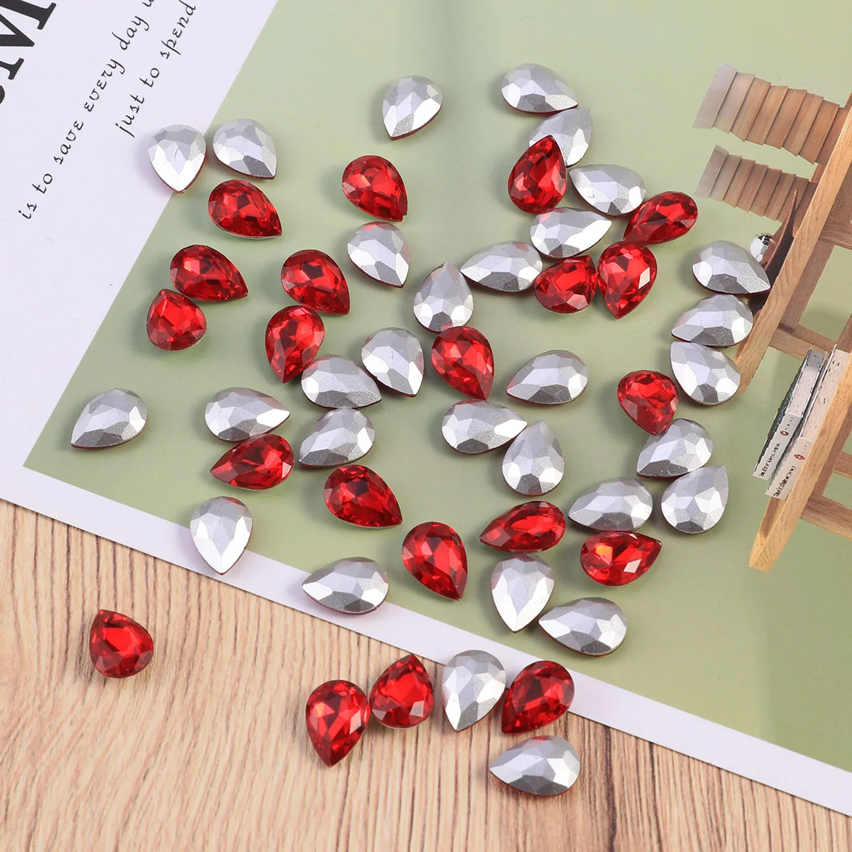 

50Pcs Waterdrop Drill Rhinestones No Holes Decorative Hot Shiny Ab Crystal Resin Teardrop Rhinestone for DIY Crafts