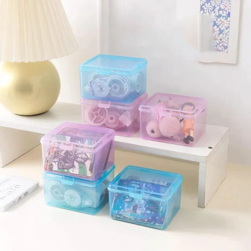 New Transparent Plastic Storage Box Photocards Small Card Desk Organizer Classification Stationery No Mess Clear Find