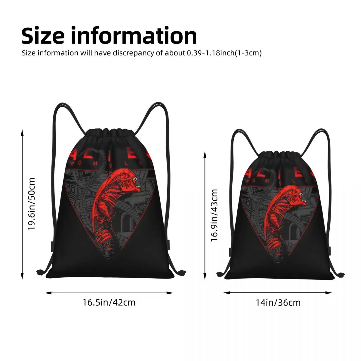 Alien Romulus Movie Horror Drawstring Backpack Sports Gym Sackpack Water Resistant String Bags for Exercise