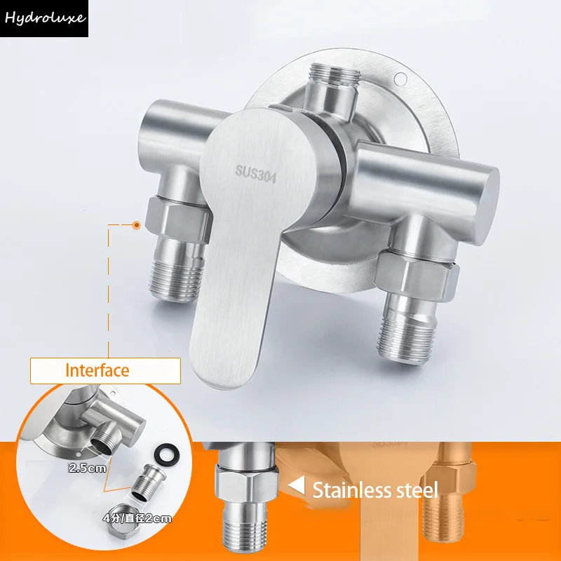 

Stainless Steel Shower Valve Mount Mixing Valve Hot and Cold Water Heater Faucet Exposed Pipe Shower Faucet Control Valve Tap