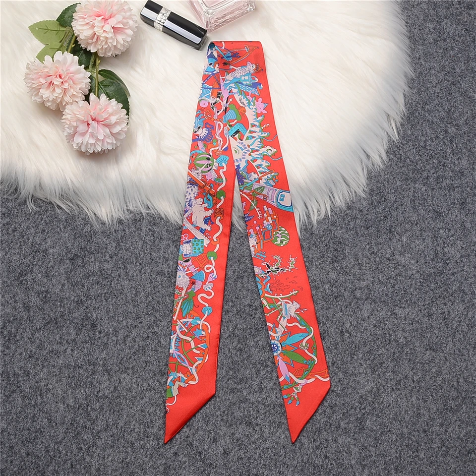 Luxury Print 100% Real Silk Scarf Natural Mulberry Silk Design Brand Women Scarf Foulard Hair & Bag Scarves Fashion Neckerchief