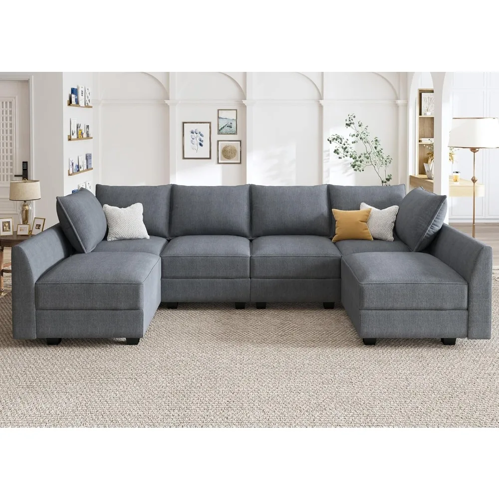 

Modular Couch U-Shaped Modular Sectional Sofa, Sectional Couch with Storage Seats (U Shape Sofa-2, Bluish Grey) home furniture