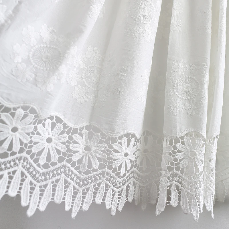 Hollow Embroidery Small Short Kitchen Roman Curtains White Lace Tulle Half Door Bay Bedroom Window Decor Curtains Cortinas 2