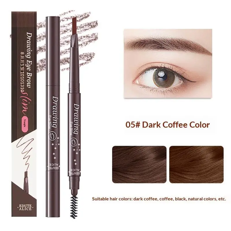 1Pcs Double Head Eyeliner Eyebrow Pen With Brush Waterproof Long Lasting Lying Silkworm Lower Dyeing Eyebrow Pen Multipurpose